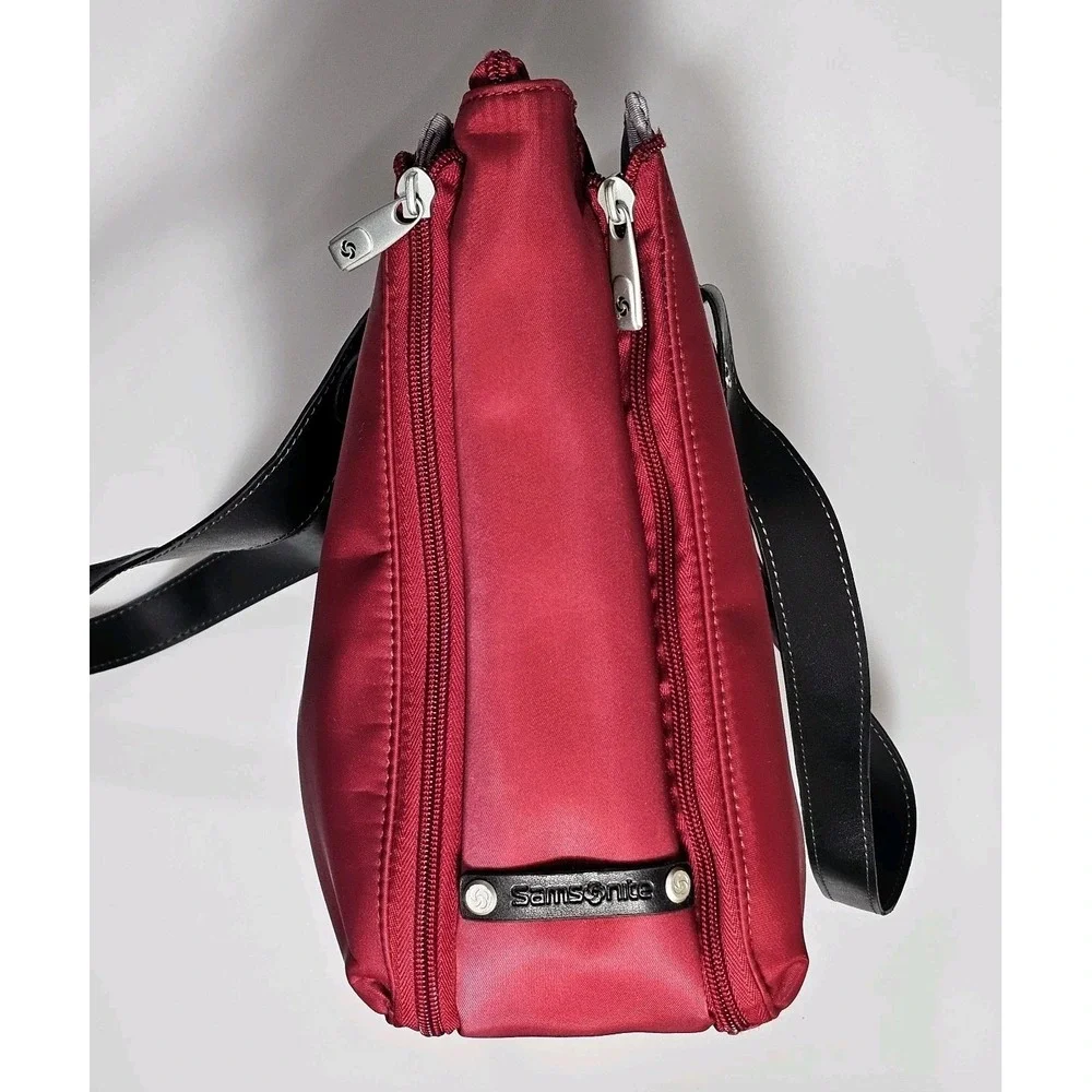 Samsonite Red Laptop Briefcase Messenger Bag Double Handles Expandable Pockets